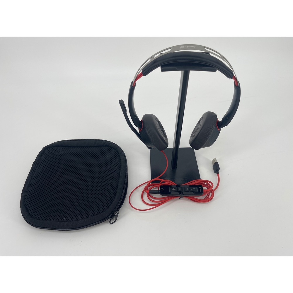 Poly Blackwire 5220 Headset OS Black Red USB-A Wired C5220T Excellent